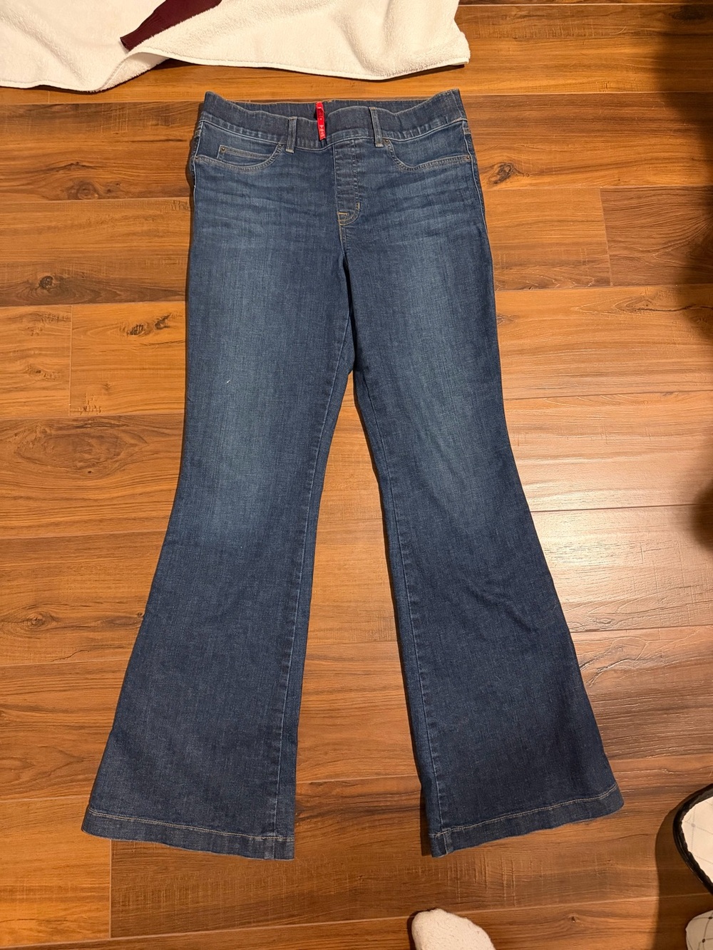 SPANX Dark Blue Flare Wide-Leg Jeans